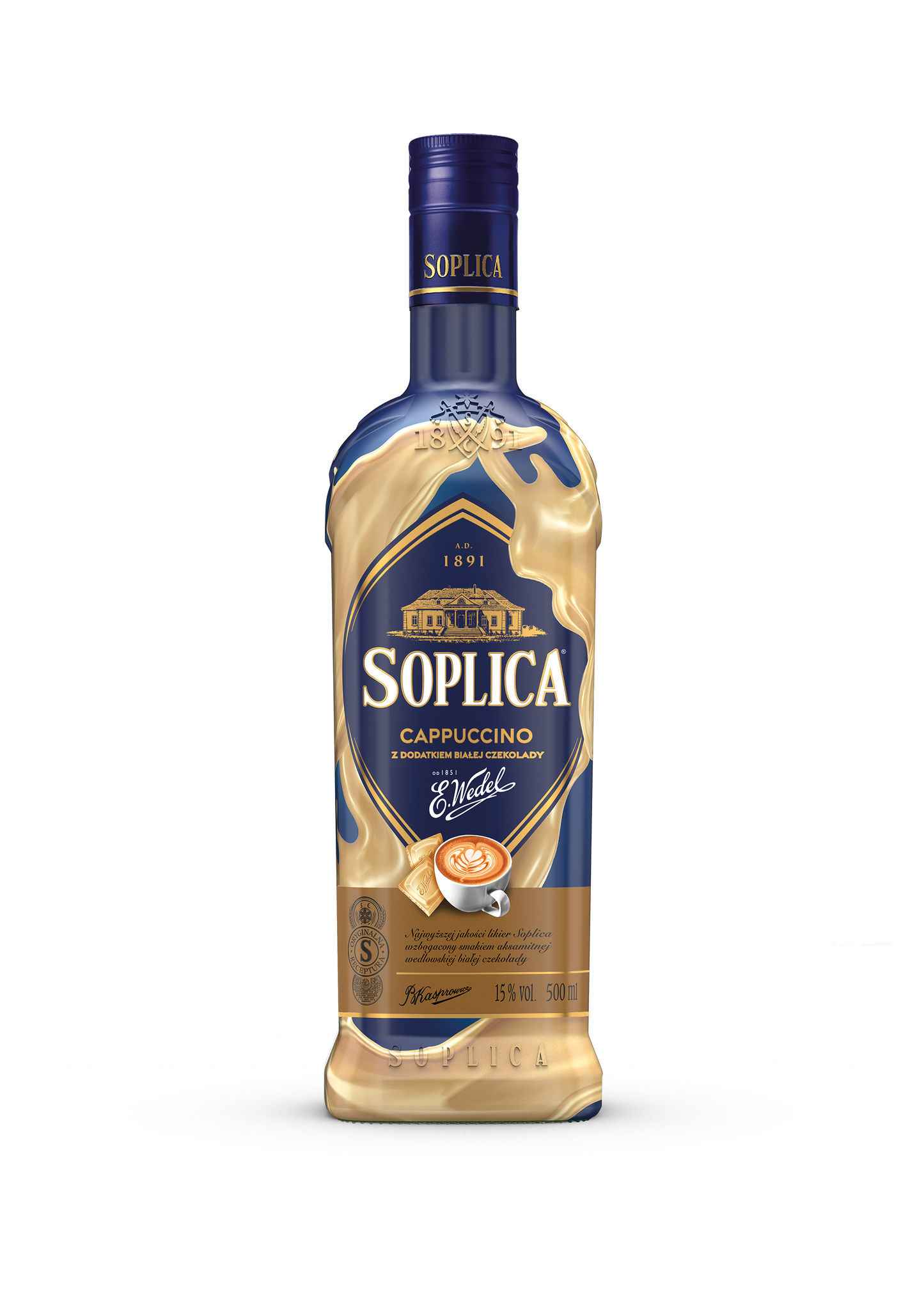 Soplica Wedel Cappuccino und weiße Schokolade - Cappuccino z dodatkiem bialej 15% - 500ml