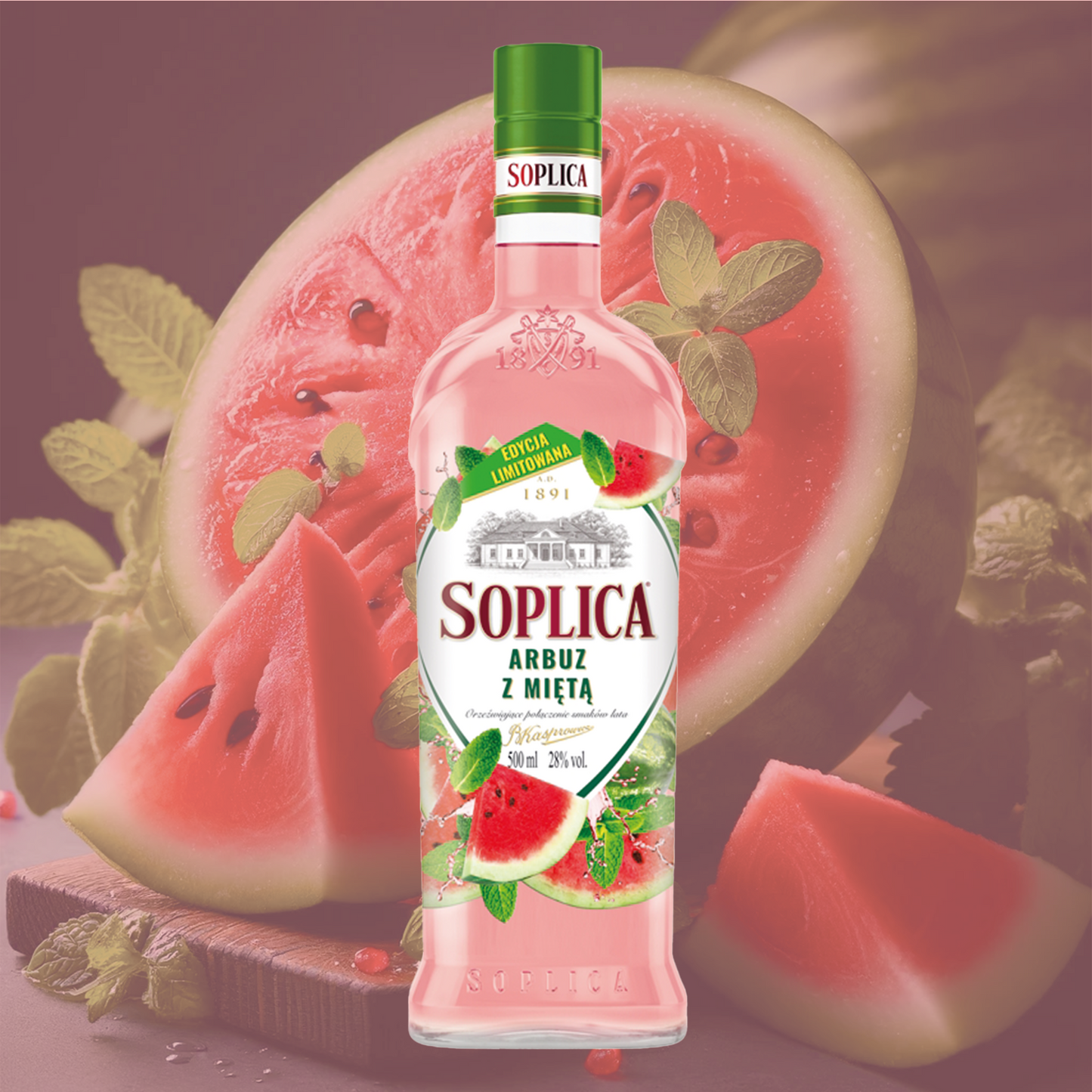 Soplica Summer Edition Wassermelone-Minze-Likör - Arbuz z Mieta 28% - 500ml